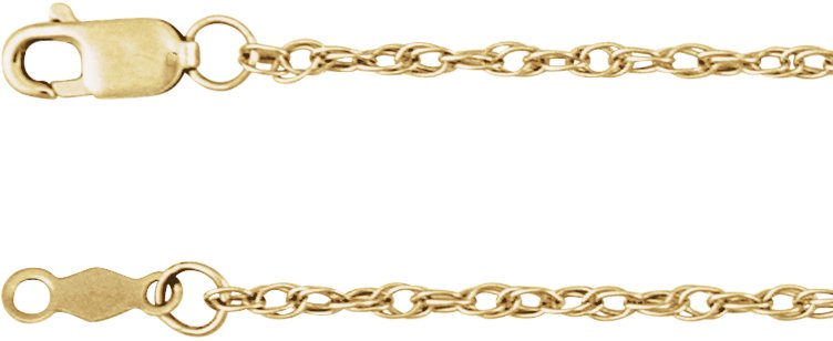 14K Yellow Gold 1.5mm Rope 18" Chain