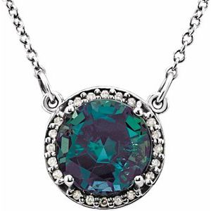 14K White 8 mm Lab-Grown Alexandrite &amp; .05 CTW Natural Diamond 16" Necklace