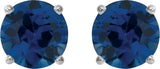 14K White Gold 5mm Lab-Grown Blue Sapphire Earrings
