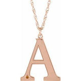 14K Rose Gold-Plated Sterling Silver Engravable Imitation Citrine Initial A 18" Necklace