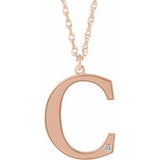 14K Rose Gold-Plated Sterling Silver Engravable Imitation Diamond Initial C 18" Necklace