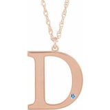 14K Rose Gold-Plated Sterling Silver Engravable Imitation Aquamarine Initial D 18" Necklace