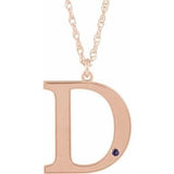 14K Rose Gold-Plated Sterling Silver Engravable Imitation Alexandrite Initial D 18" Necklace