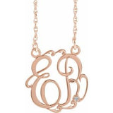 14K Rose Gold-Plated Sterling Silver 20 mm 2 Initials .02 CT Natural Diamond Script Monogram 18" Necklace