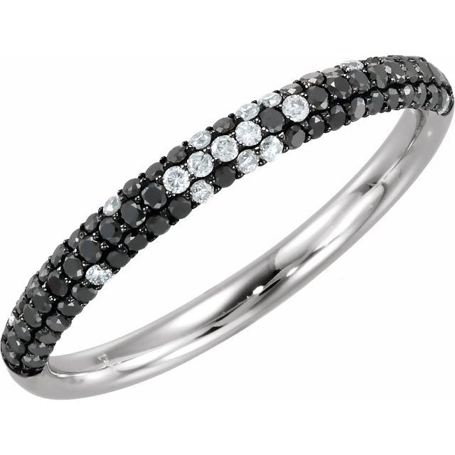 Black Rhodium-Plated 14K White 3/8 CTW Natural Black &amp; White Diamond Pavé-Style Ring