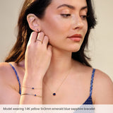 14K Yellow Gold Natural Blue Zircon Bezel Set Solitaire 6 1/2-7 1/2" Bracelet