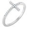 14K White Gold .07 CTW Natural Diamond Sideways Cross Ring