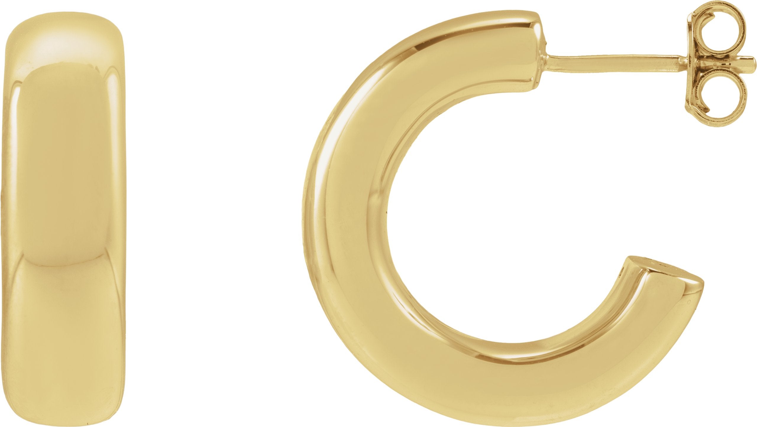 14K Yellow Gold Electroform Puffed 20mm Hoop Earrings