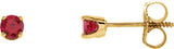 14K Yellow Gold Imitation Ruby Youth Earrings
