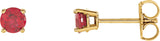 14K Yellow Gold 4mm Lab Grown Ruby Earrings
