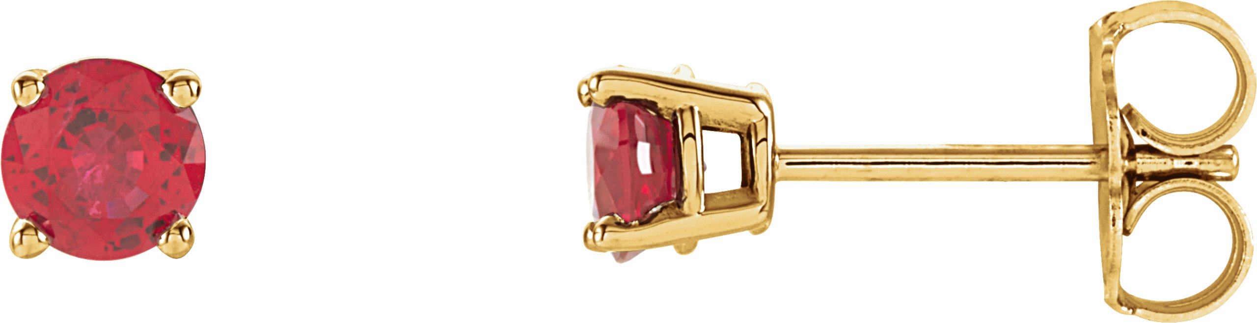14K Yellow Gold 4mm Lab Grown Ruby Earrings