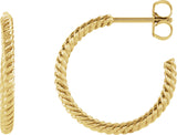 14K Yellow Gold Rope 17 mm Hoop Earrings