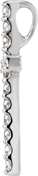 14K White Gold 1/2 CTW Natural Diamond Petite Cross Pendant