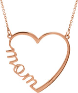 14K Rose Gold "Mom" Heart 17" Necklace