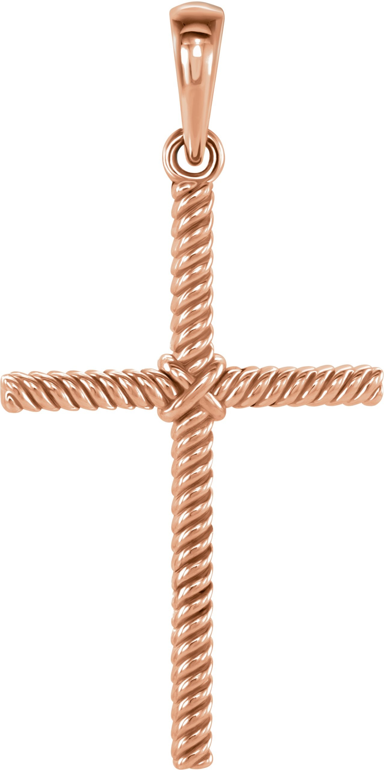 14K Rose Gold 25.4x16.2 mm Rope Cross Pendant