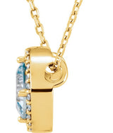 14K Yellow Gold Natural Aquamarine & .06 CTW Natural Diamond Semi-Set Halo-Style 16" Necklace