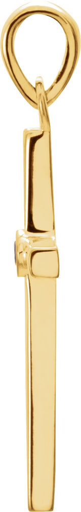 14K Yellow Gold Natural Amethyst Cross Pendant