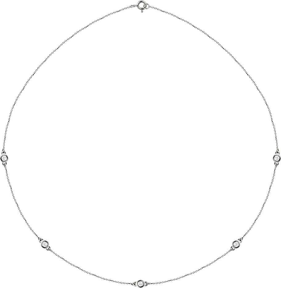 68577 / Set / 14K White Gold / 5-Stone / Lab-Grown Diamond / 3Mm :: 1/2 Ctw / Si1-Si2, GH / Each / Polished / 1/2 Ctw Lab-Grown Diamond Necklace