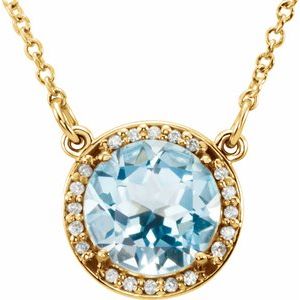 14K Yellow 8 mm Natural Sky Blue Topaz &amp; .05 CTW Natural Diamond 16" Necklace