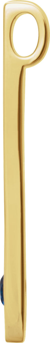 14K Yellow Gold Natural Blue Sapphire Family Engravable Bar Pendant