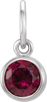 Sterling Silver Posh Mommy® Imitation Mozambique Garnet Charm/Pendant