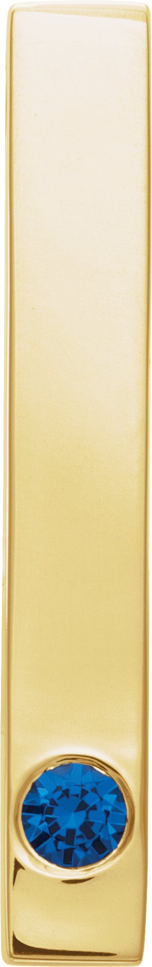 14K Yellow Gold Natural Blue Sapphire Family Engravable Bar Pendant