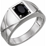 Platinum Natural Black Onyx Ring