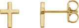 14K Yellow Gold 7.5mm Cross Earrings