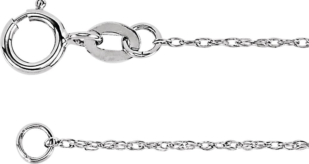 14K White Gold 1mm Rope 7" Chain
