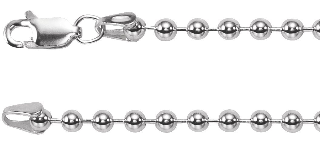 Sterling Silver 3mm Hollow Bead 20" Chain