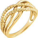 14K Yellow Gold Rope Criss-Cross Ring