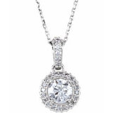 14K White 4.5 mm Round Forever Brilliant® Moissanite &amp; 1/4 CTW Diamond 18" Necklace
