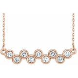 14K Rose 1/2 CTW Natural Diamond Bezel Set Bar 16-18" Necklace