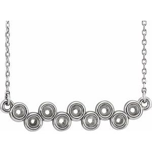 14K White Bezel Set Bar 16-18" Necklace Mounting