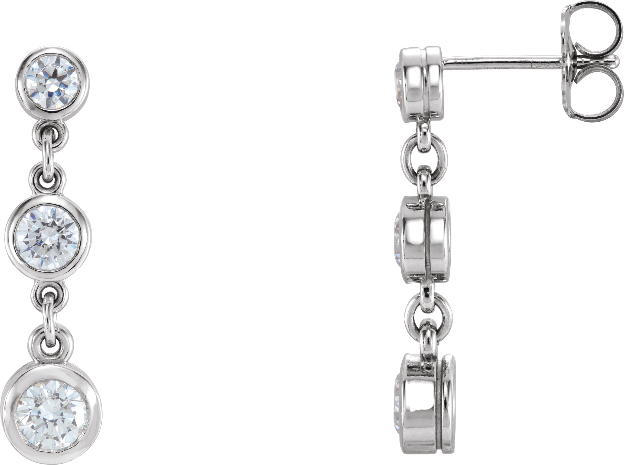Three-Stone Bezel Set Earrings