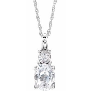 14K White Created White Sapphire &amp; .02 CTW Diamond 18" Necklace