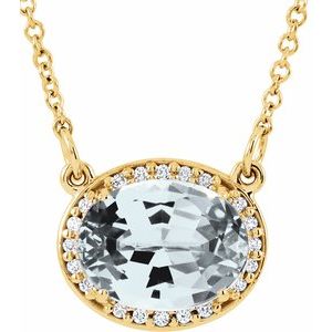 14K Yellow Natural White Topaz &amp; .05 CTW Natural Diamond 16.5" Necklace