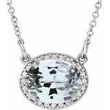 14K White Natural White Topaz &amp; .05 CTW Natural Diamond 16.5" Necklace