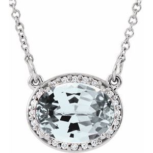 14K White Natural White Topaz &amp; .05 CTW Natural Diamond 16.5" Necklace