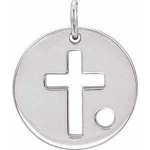 Sterling Silver Pierced Cross Disc Pendant Mounting
