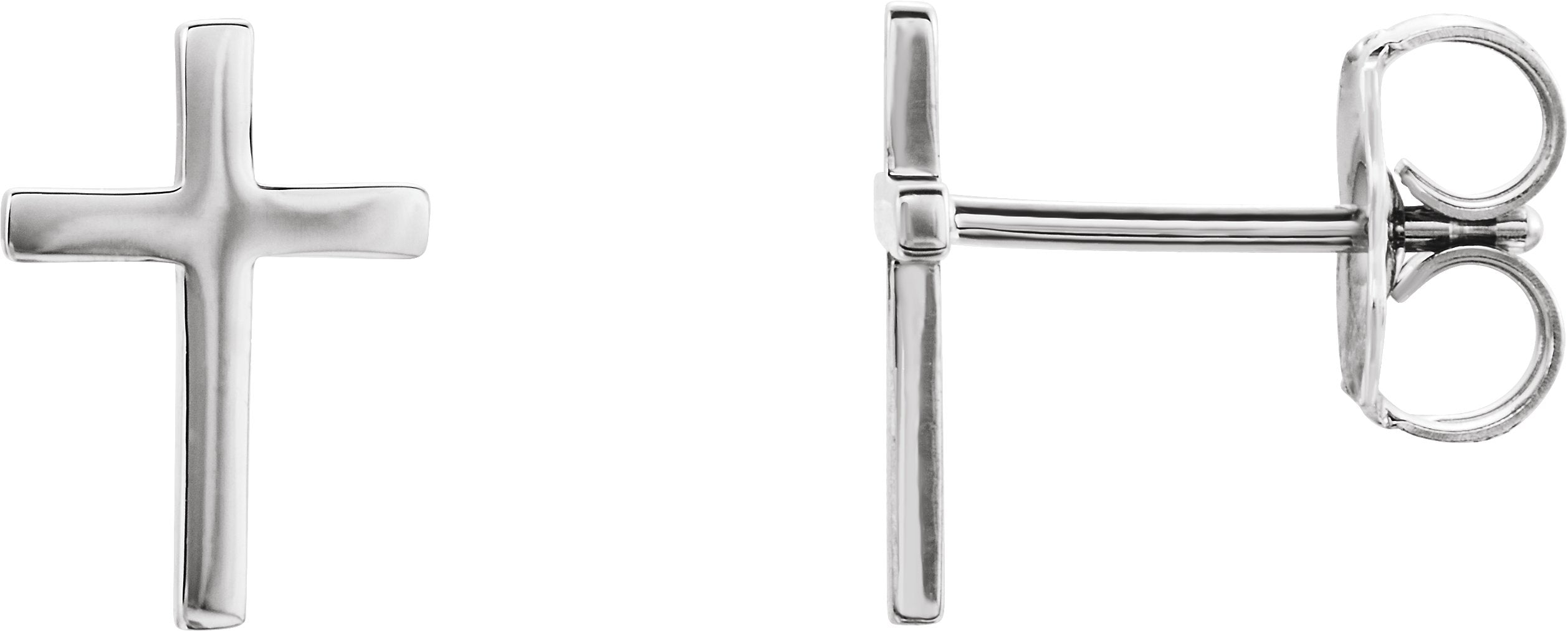 14K White Gold 10mm Cross Earrings
