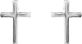 14K White Gold 10mm Cross Earrings