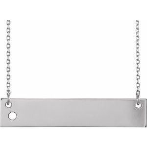 Sterling Silver 2 mm Round Engravable Family Bar 16-18" Necklace Mounting