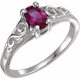 14K White July Youth Imitation Birthstone Ring