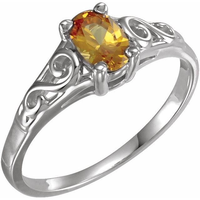 14K White November Youth Imitation Birthstone Ring