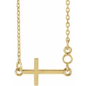 14K Yellow 2 mm Round Sideways Cross 16-18" Necklace Mounting