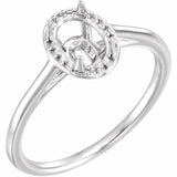 14K White 7x5 mm Oval Halo-Style Ring Mounting