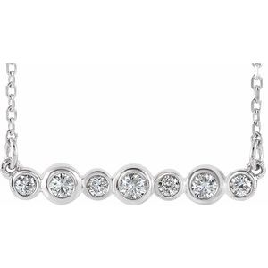 Platinum 1/5 CTW Natural Diamond Bezel Set Bar 16-18" Necklace