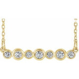 14K Yellow 1/5 CTW Natural Diamond Bezel Set Bar 16-18" Necklace