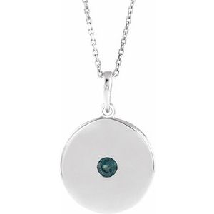 14K White Natural Alexandrite Disc 16-18" Necklace